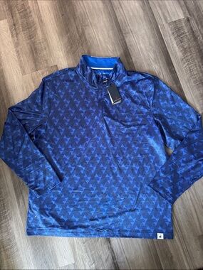 NEW Michael Rouen 2XL golf pullover performance blue black UPF 30+ wicking shirt